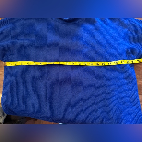 Jones New York Blue Lambs Wool Blend Ribbed Turtleneck Tunic Sweater Women M - Picture 4 of 5